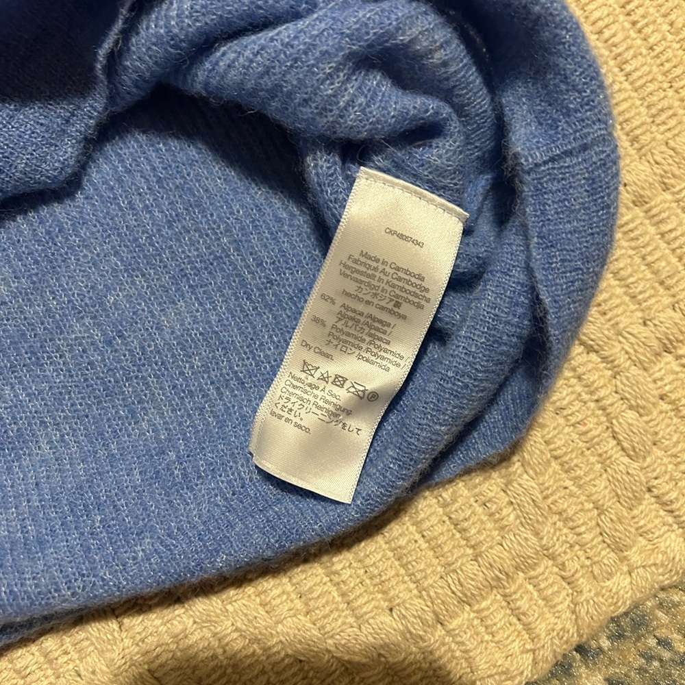Madewell XXL Blue V-Neck Alpaca Blend Sweater - Picture 3 of 5